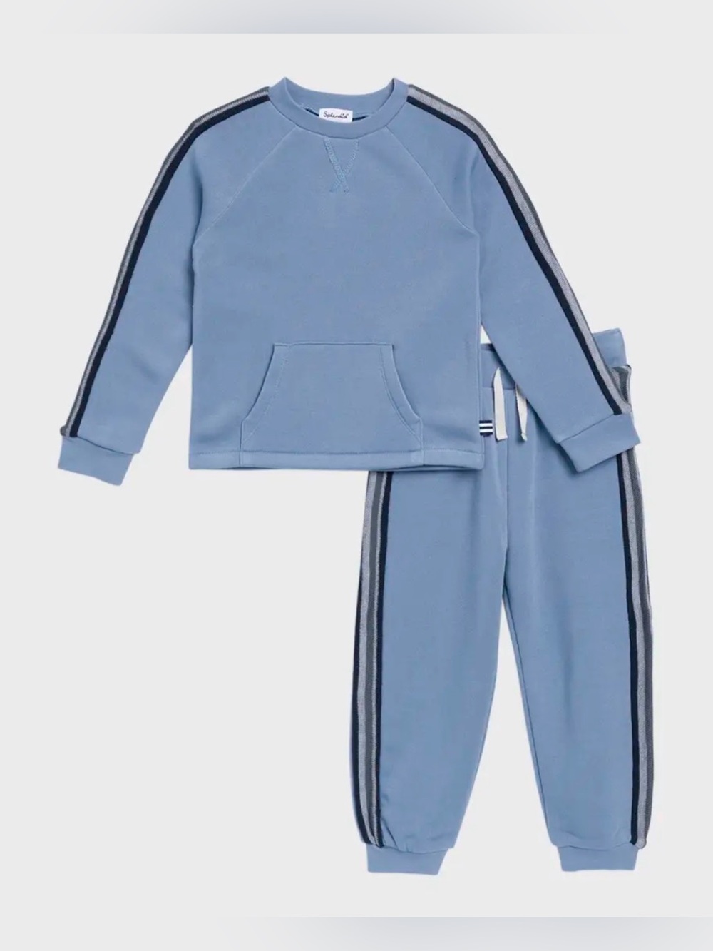 Splendid Blue Kids Sweatshirt & Jogger Set with Navy Stripe